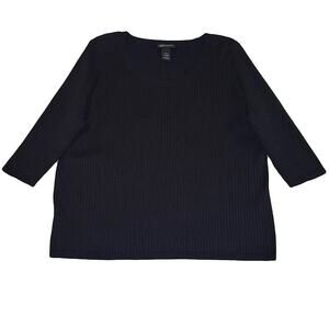 Lane Bryant Women's 3/4 Sleeve Cable Knit Sweater Size 22/24 Black 22 24 Stretch